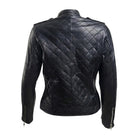 Women's Quilted Sleek sophistication Black Puffer Jacket (Back)