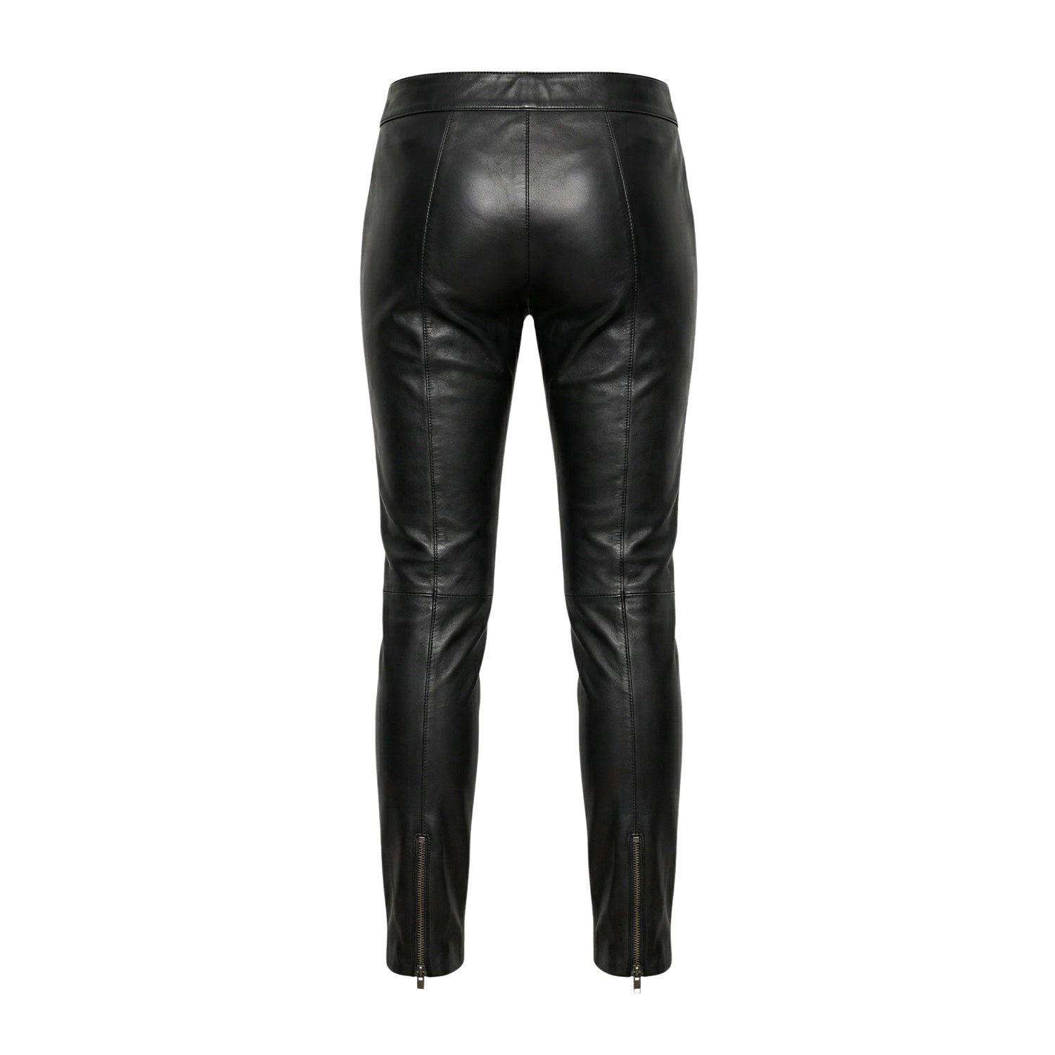 Women’s Skinny Soft Black Vegan Leather Pants (Back)