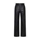 Women’s Straight-Leg Buttery Soft Black Leather Pants
