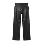 Women’s Straight-Leg Buttery Soft Black Leather Pants (Back)