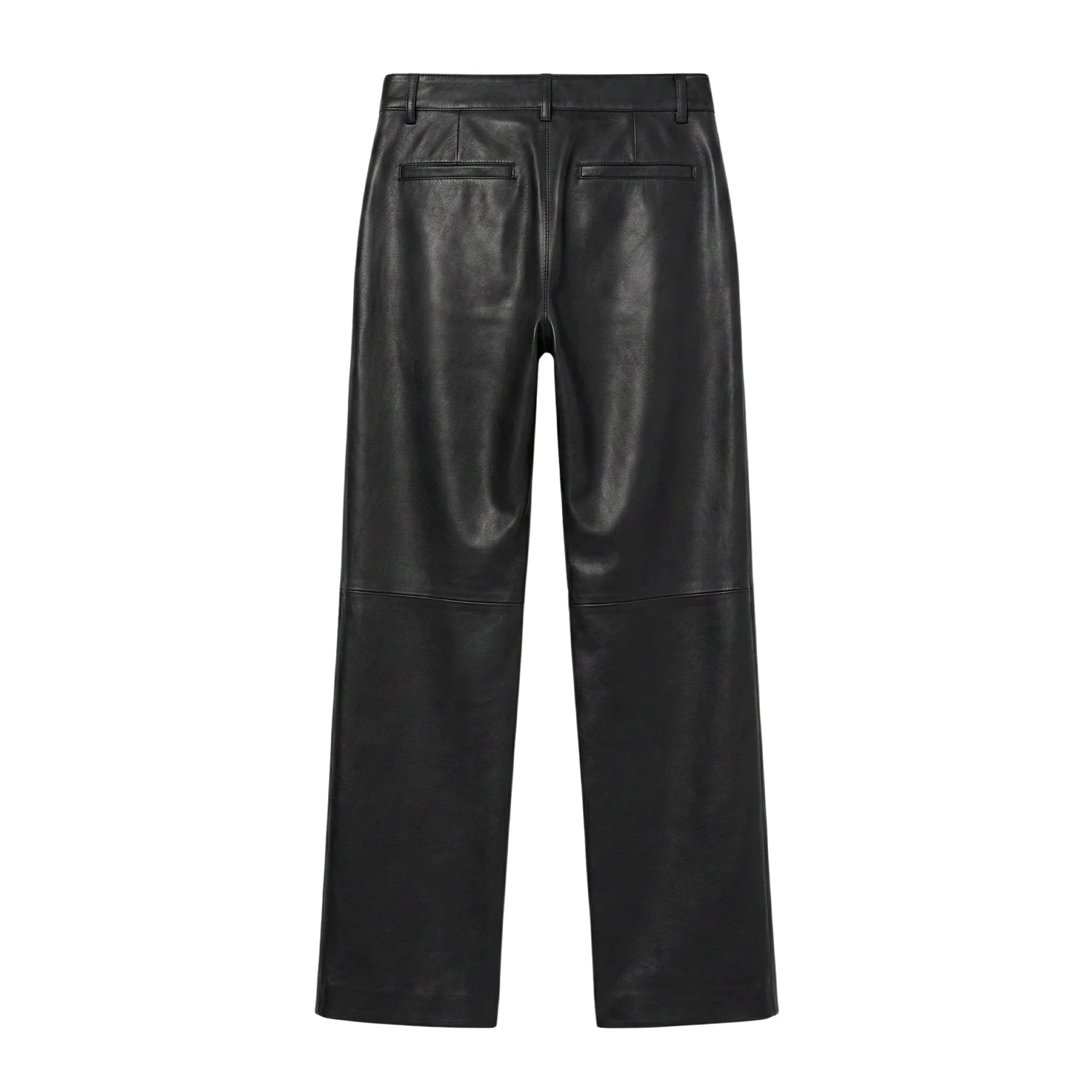 Women’s Straight-Leg Buttery Soft Black Leather Pants (Back)