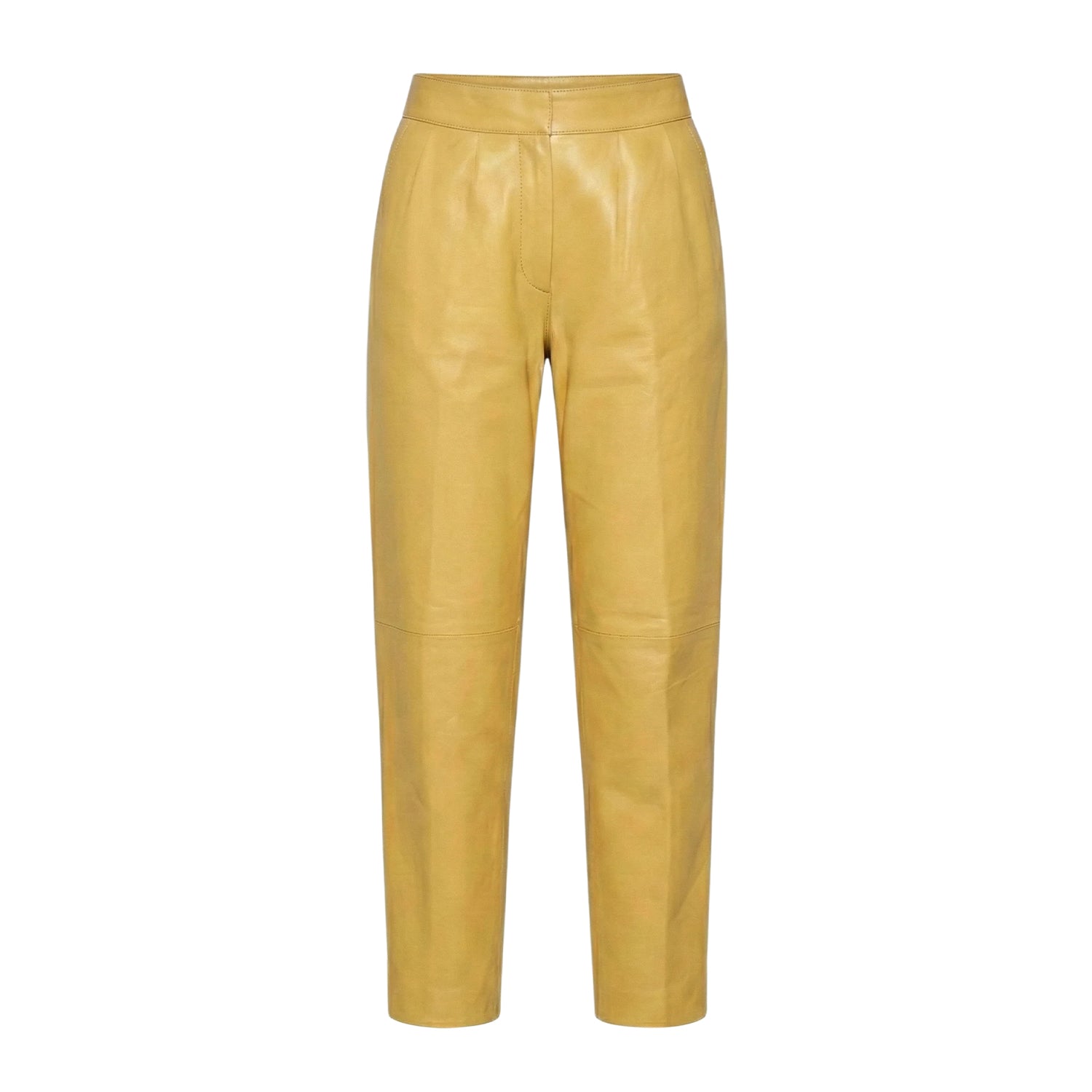 Women’s Vintage Soft Lambskin Yellow Leather Pants 