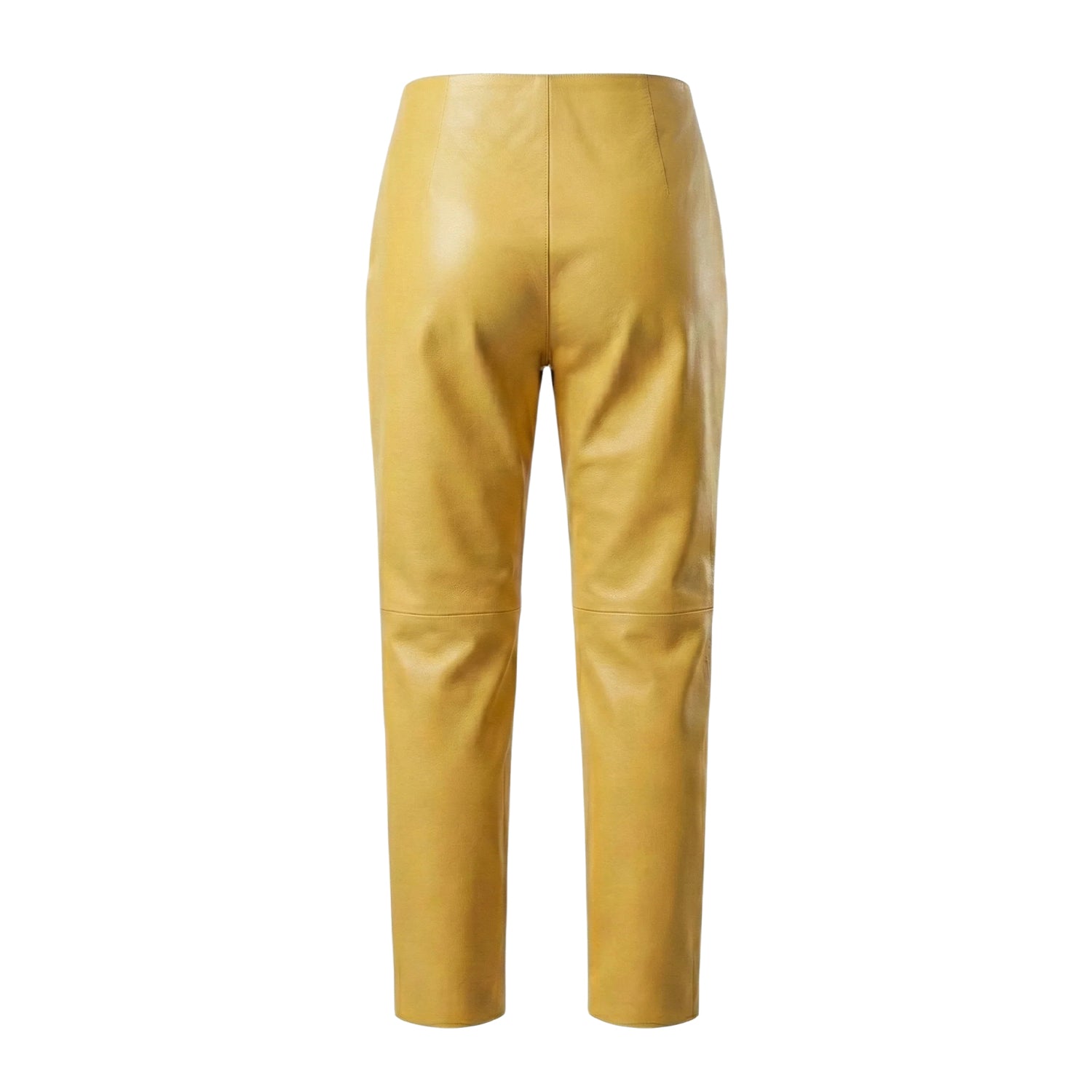 Women’s Vintage Soft Lambskin Yellow Leather Pants (Back)