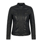 Women's Zip-Up Closure Biker Black Leather Jacket