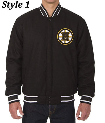 Men Boston Bruins Black Wool Varsity Jacket - NHL