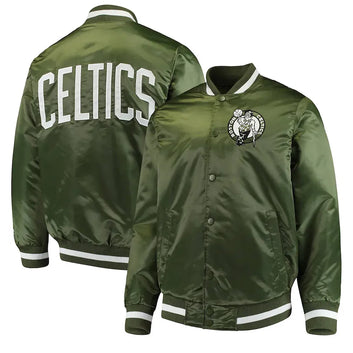 Men Boston Celtics Green Full-Snap Satin Jacket - NBA