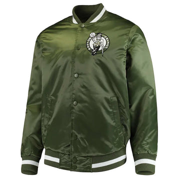 Men Boston Celtics Green Full-Snap Satin Jacket - NBA