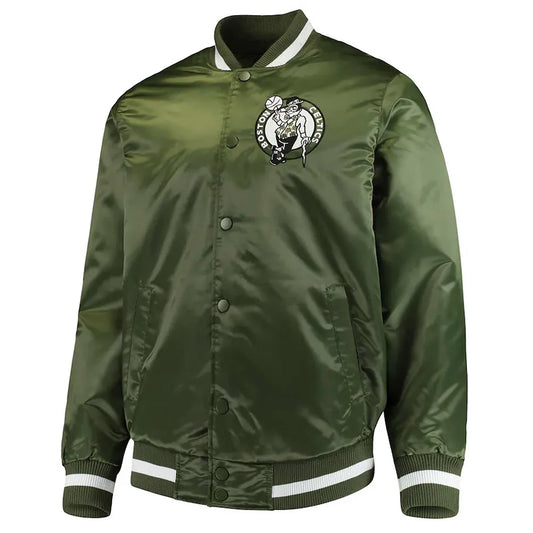 Men Boston Celtics Green Full-Snap Satin Jacket - NBA