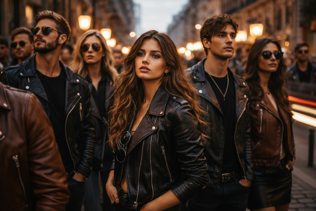 Brighter leather jacket street scene