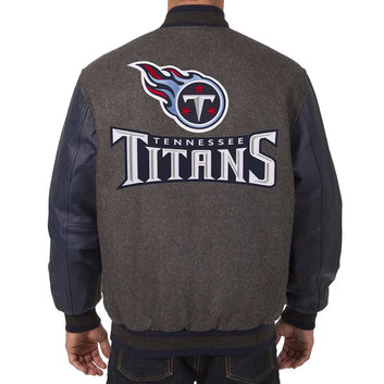 Men Charcoal Navy Tennessee Titans Varsity Jacket - NFL