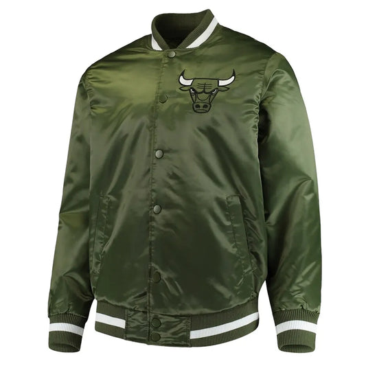 Men Chicago Bulls Forest Green Full-Satin Varsity Jacket - NBA