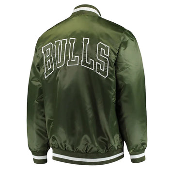 Men Chicago Bulls Forest Green Full-Satin Varsity Jacket - NBA