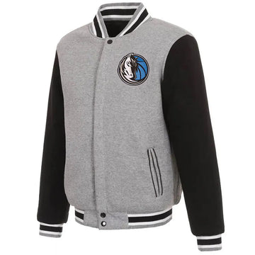 Men Dallas Mavericks Gray and Black Varsity Wool Jacket - NBA