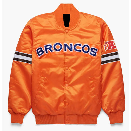 Men Pick and Roll Denver Broncos Orange Satin Jacket - NFL