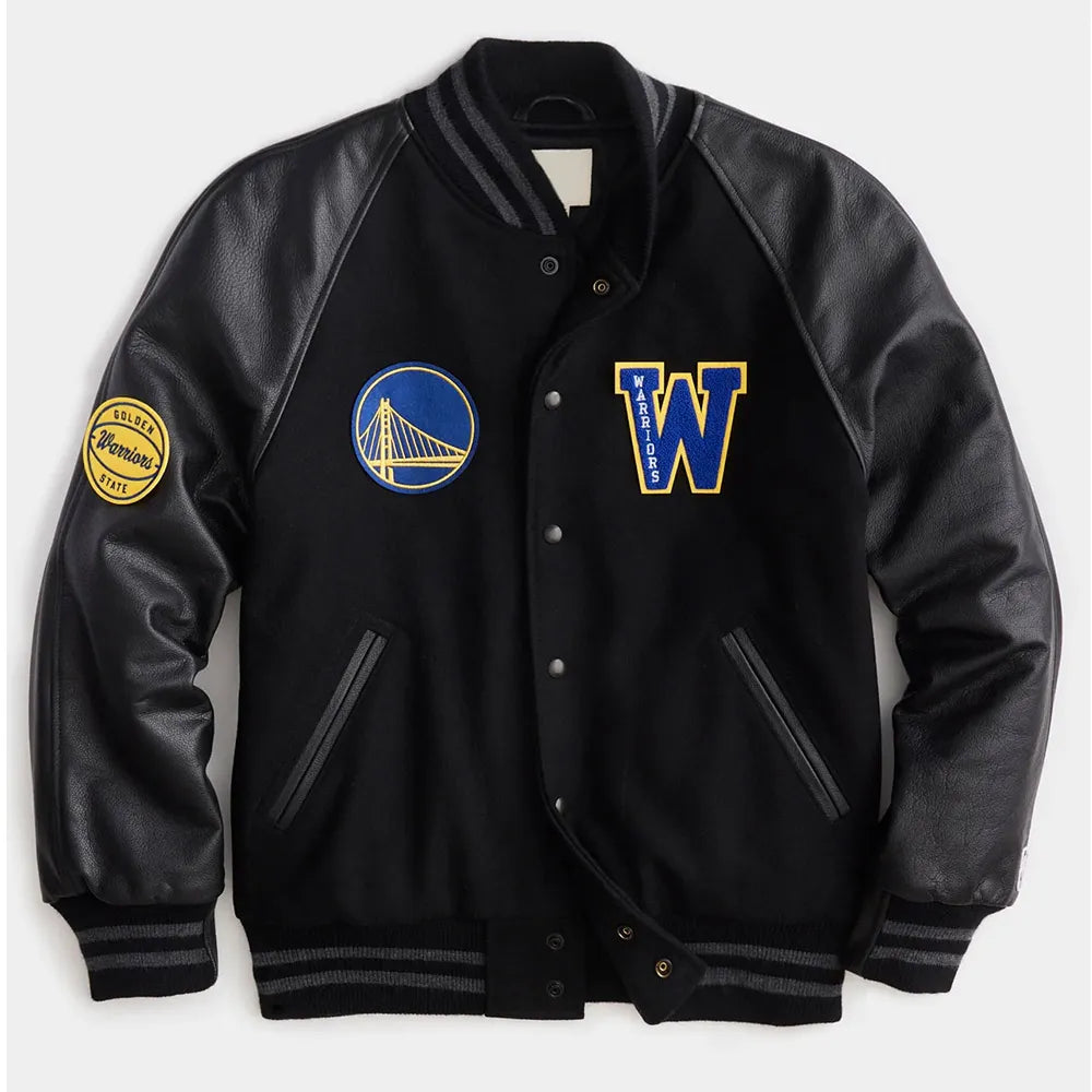 Men Golden State Warriors Varsity Black Jacket  - NBA