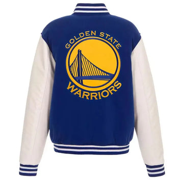 Men Golden State Warriors Royal and White Varsity Jacket - NBA