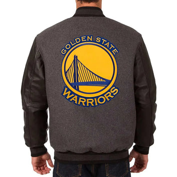 Men Golden State Warriors Varsity Charcoal and Black Jacket  - NBA