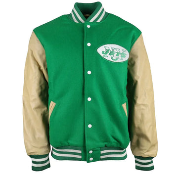 Men New York Jets Varsity Green and Beige Jacket - NFL