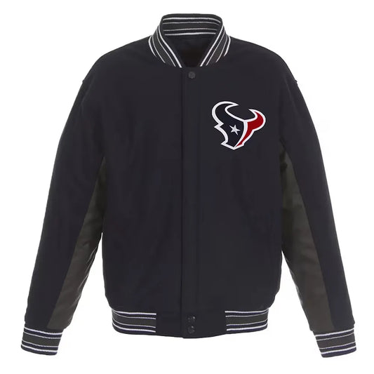 Men Houston Texans Charcoal and Navy Varsity Jacket - NFL