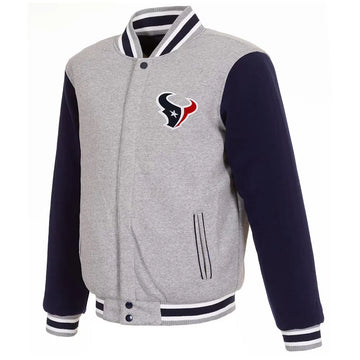 Houston Texans Gray and Navy Varsity Wool Jacket - NFL