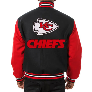Men Kansas City Chiefs Varsity Black and Red Wool Jacket - NFL