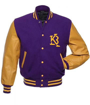 Men LA Lakers KB 24 Angel Purple and Yellow Varsity Jacket - NBA