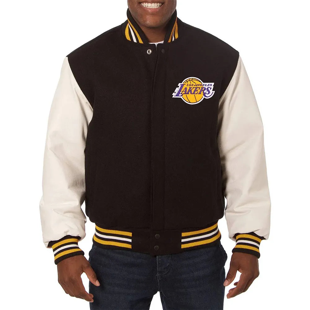 Men Los Angeles Lakers Domestic Black and White Varsity Jacket - NBA