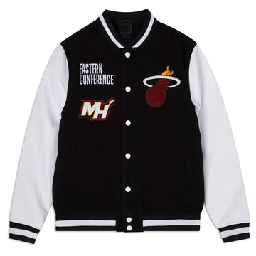 Men Miami Heat Eastern Conference Black & White Varsity Jacket - NBA
