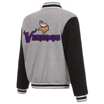 Men Minnesota Vikings Gray and Black Varsity Wool Jacket - NFL