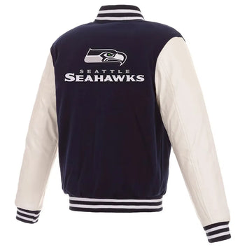 Men Seattle Seahawks Navy & White Varsity Jacket - NFL