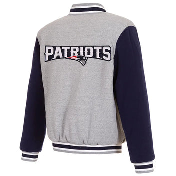 Men New England Patriots Varsity Gray and Navy Wool Jacket - NFL
