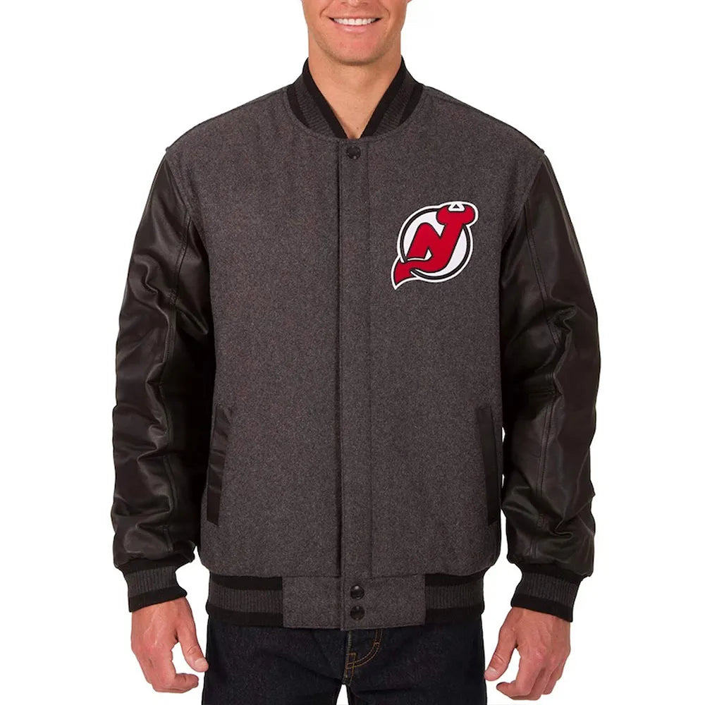 Men Charcoal_Black New Jersey Devils Varsity Jacket - NHL