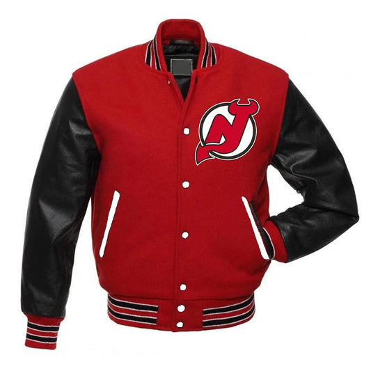 Men New Jersey Devils Varsity Red and Black Jacket - NHL