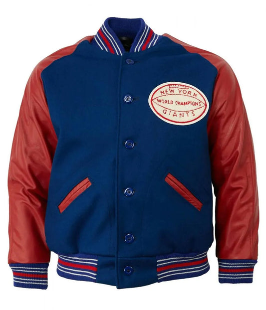 Men 1939 NY Giants Blue and Red Varsity Jacket - NFL