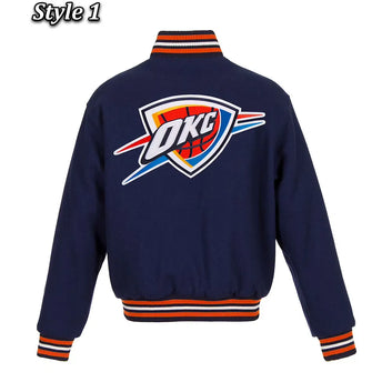 Men Oklahoma City Thunder Navy Wool Varsity Jacket - NBA
