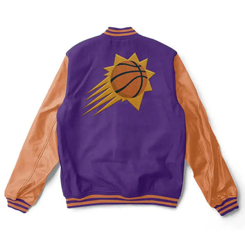 Men Phoenix Suns Purple and Orange Varsity Jacket - NBA