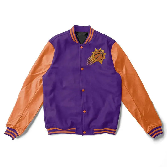 Men Phoenix Suns Purple and Orange Varsity Jacket - NBA