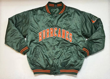 NFL - Vintage 80’s Miami Hurricanes Satin Starter Bomber Snap Large Jacket