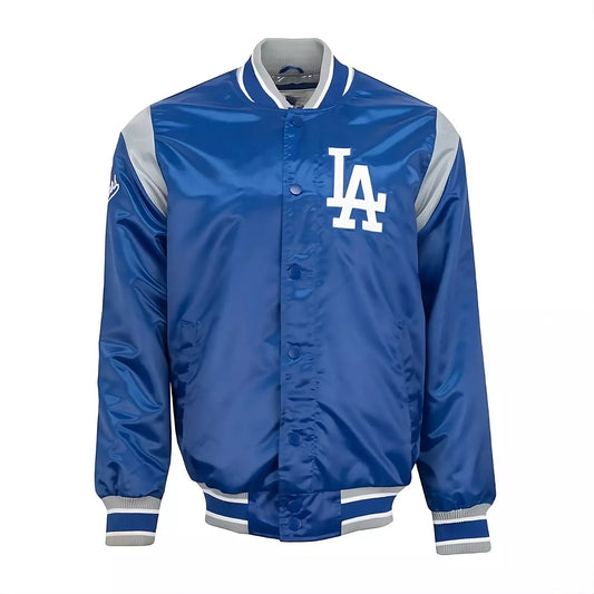 MLB - Los Angeles Dodgers Satin Varsity Jacket Full-snap Embroidery logos blue