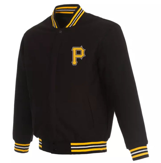 Men Pittsburgh Pirates Black Full Wool Letterman Varsity Jacket - MLB