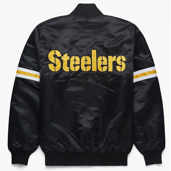 Pittsburgh Steelers Black Satin Letterman Varsity Jacket black - NFL