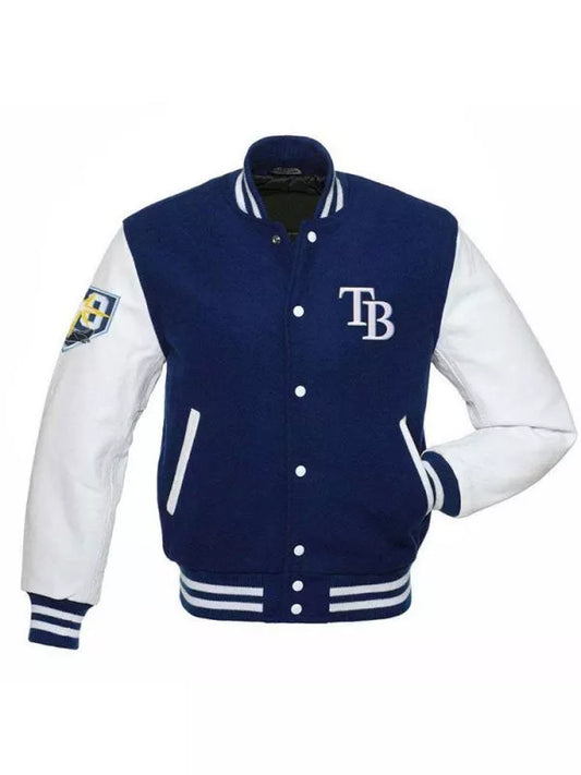 Letterman Tampa Bay Rays Blue and White Varsity Jacket - MLB