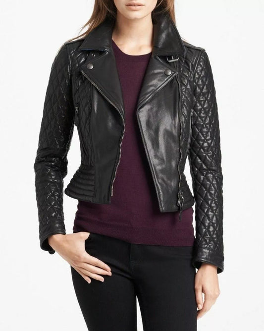 Real Black Leather Jacket Women Biker Motorcycle Women Soft