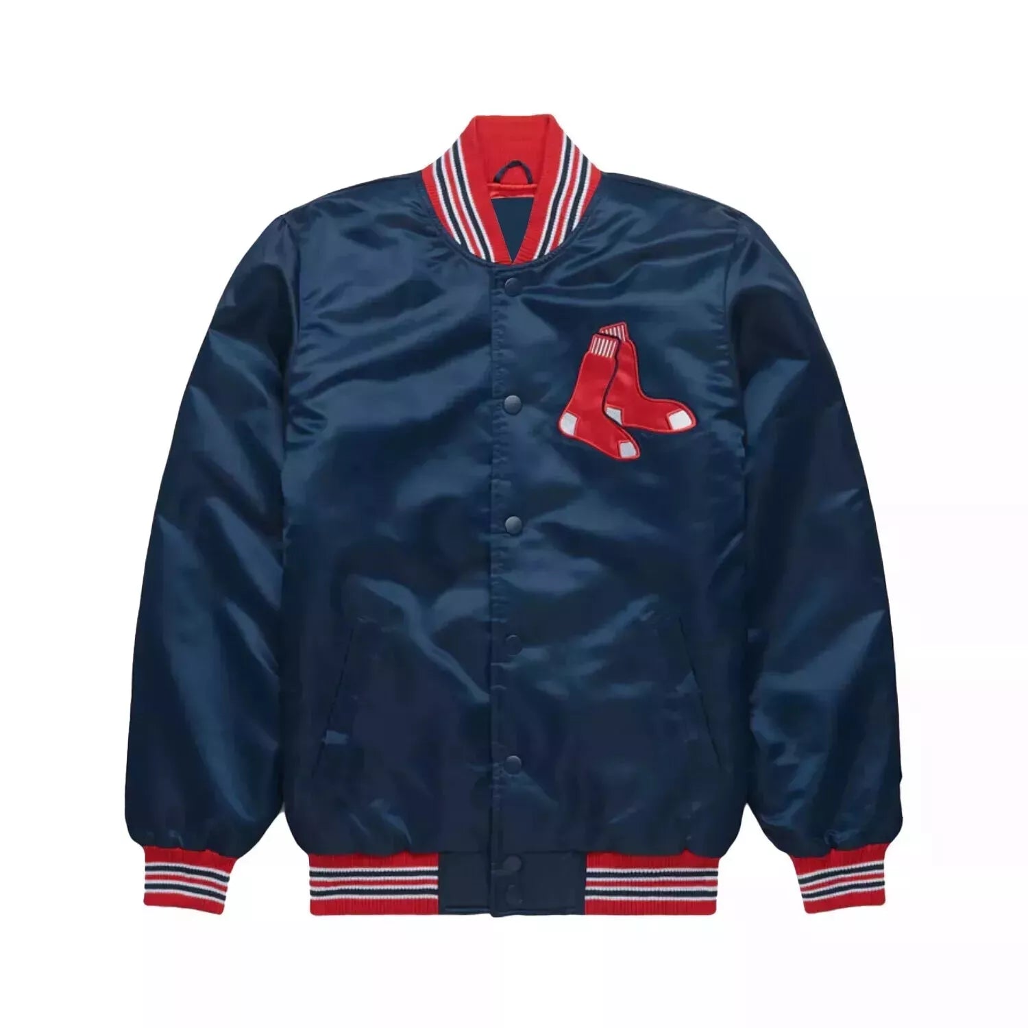 Boston Red Sox Navy Blue Varsity Jacket - Satin Baseball Bomber Style MLB Jacket