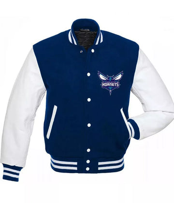 Letterman Charlotte Hornets Blue and White Varsity Jacket - NBA