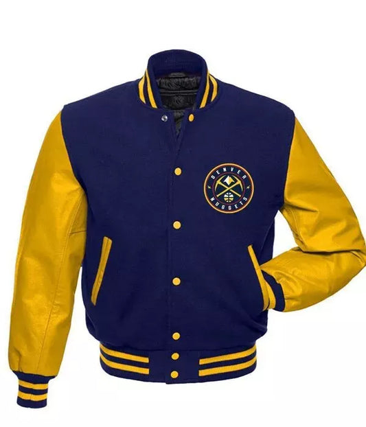Letterman Denver Nuggets Blue and Yellow Varsity Jacket - NBA