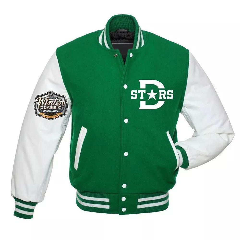 Letterman Dallas Stars Green and White Varsity Jacket - NHL