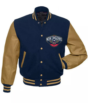 Letterman New Orleans Pelicans Glorious blue and brown Varsity Jacket - NBA