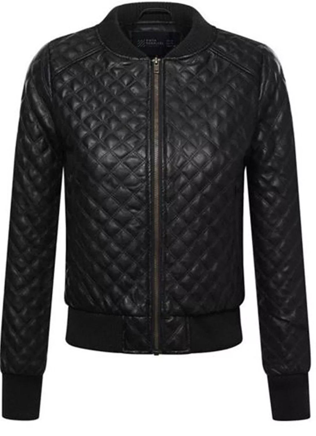Women Black Leather Puffer Jacket Genuine Napa Leather Quilted Bomber Jacket