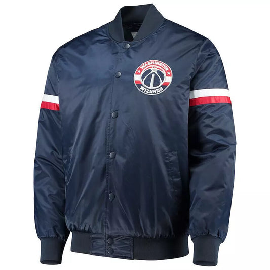 Washington Wizards Navy Blue Satin Letterman Varsity Jacket - NBA
